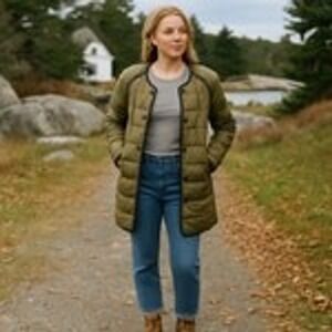 J. Crew Reversible Quilted Liner Jacket Olive Floral‎ Women L